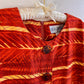 1980s Red and Orange Print Buttoned Dress (L/XL)