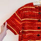 1980s Red and Orange Print Buttoned Dress (L/XL)