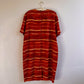 1980s Red and Orange Print Buttoned Dress (L/XL)