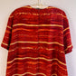 1980s Red and Orange Print Buttoned Dress (L/XL)