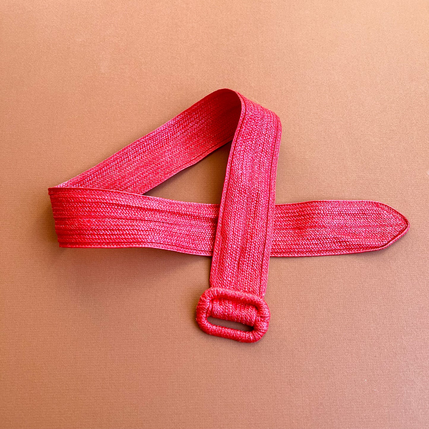 1980s Bright Red Raffia Belt With Adjustable Fit (XS/S)