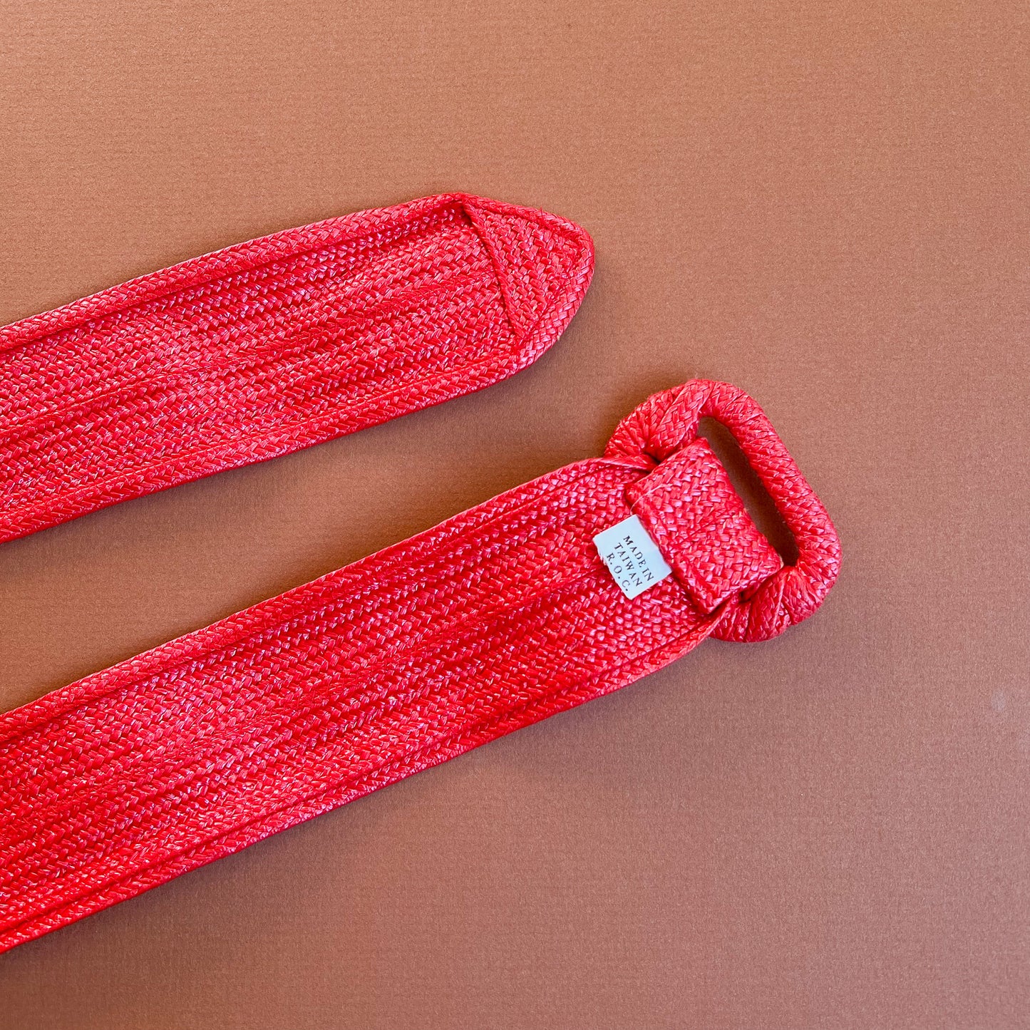 1980s Bright Red Raffia Belt With Adjustable Fit (XS/S)