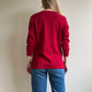 1980s Red Sweater With Cityscape Embroidery (M/L)