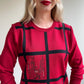 1980s Red Sweater With Cityscape Embroidery (M/L)