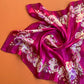 1980s Small Purple Scarf With Roses