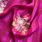 1980s Small Purple Scarf With Roses