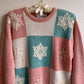1980s Pink and White Snowflake Sweater (S/M)