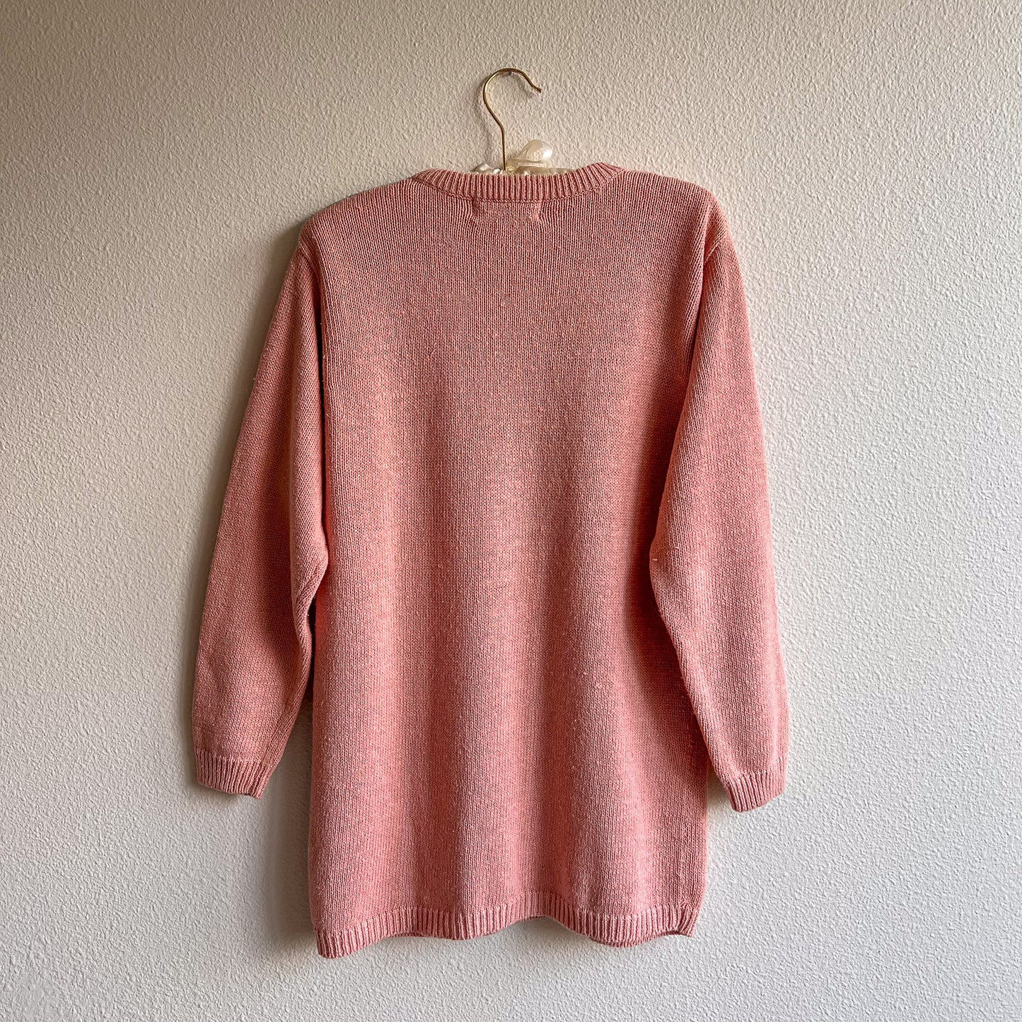 1980s Pink and White Snowflake Sweater (S/M)