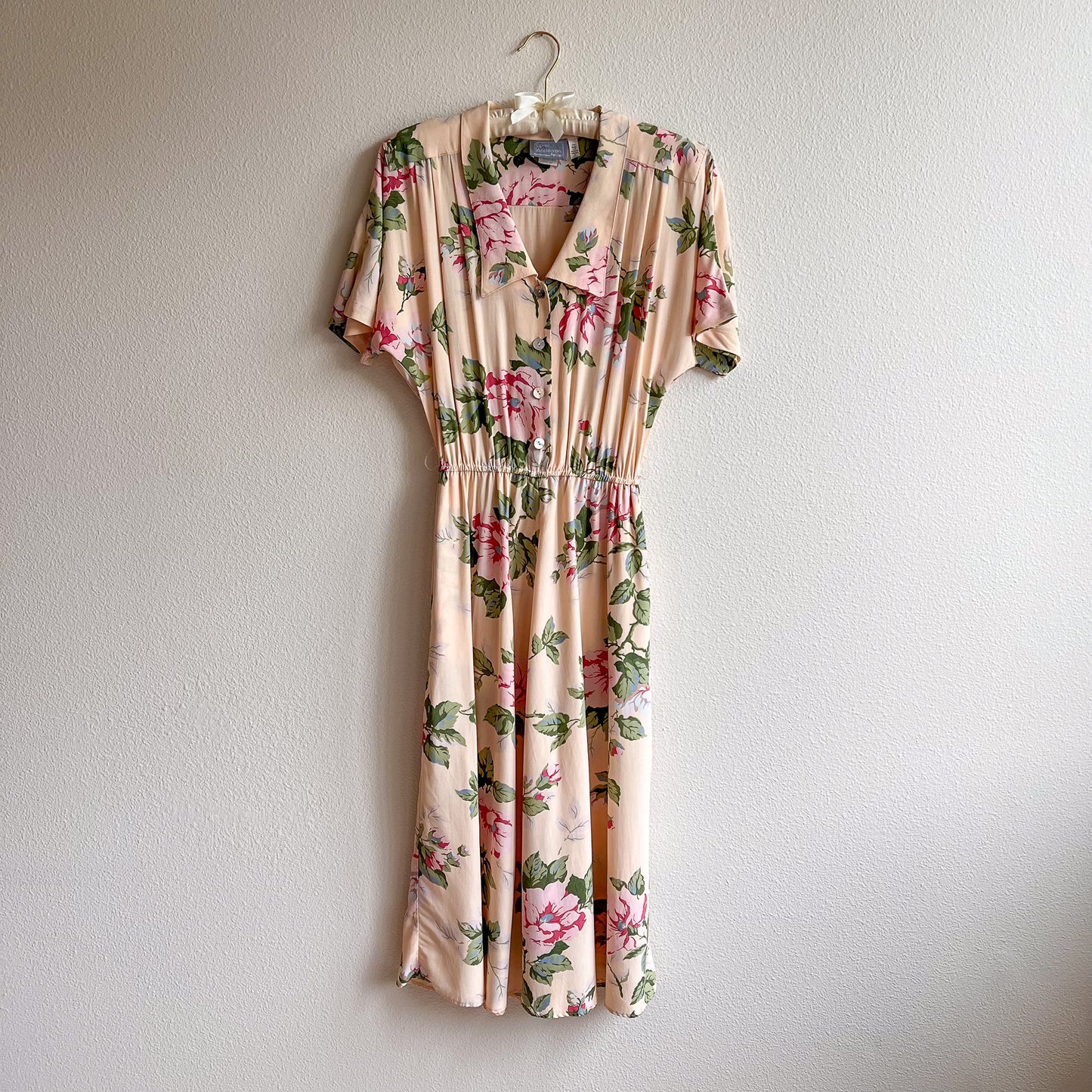 1980s Spring Florals Midi Dress With Belt (S/M)