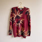 1980s Burgundy Sweater With Sunflower Pattern (M/L)