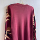 1980s Burgundy Sweater With Sunflower Pattern (M/L)