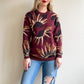 1980s Burgundy Sweater With Sunflower Pattern (M/L)