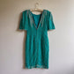 1980s Teal Silk Party Dress With Beading (M)