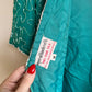 1980s Teal Silk Party Dress With Beading (M)