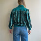 1980s Teal Pattern Cardigan With Iridescent Threads (M/L)