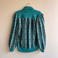 1980s Teal Pattern Cardigan With Iridescent Threads (M/L)