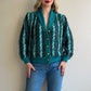 1980s Teal Pattern Cardigan With Iridescent Threads (M/L)