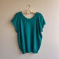 1980s Teal Short Sleeve Sweater With Crochet Details (L/XL)