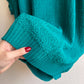 1980s Teal Short Sleeve Sweater With Crochet Details (L/XL)