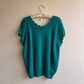 1980s Teal Short Sleeve Sweater With Crochet Details (L/XL)