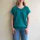 1980s Teal Short Sleeve Sweater With Crochet Details (L/XL)
