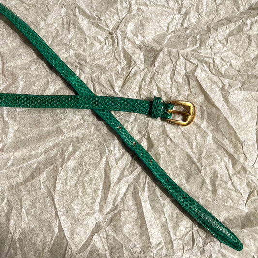 1980s Teal Snakeskin Skinny Belt (M)