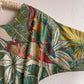 1980s Tropical Bird Print Dress With Metallic Threads (L)