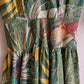 1980s Tropical Bird Print Dress With Metallic Threads (L)