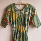 1980s Tropical Bird Print Dress With Metallic Threads (L)