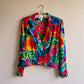1980s Vibrant Tropical Print Cropped Blouse (M/L)