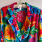 1980s Vibrant Tropical Print Cropped Blouse (M/L)