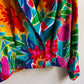 1980s Vibrant Tropical Print Cropped Blouse (M/L)