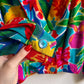 1980s Vibrant Tropical Print Cropped Blouse (M/L)