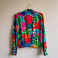 1980s Vibrant Tropical Print Cropped Blouse (M/L)