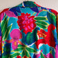 1980s Vibrant Tropical Print Cropped Blouse (M/L)