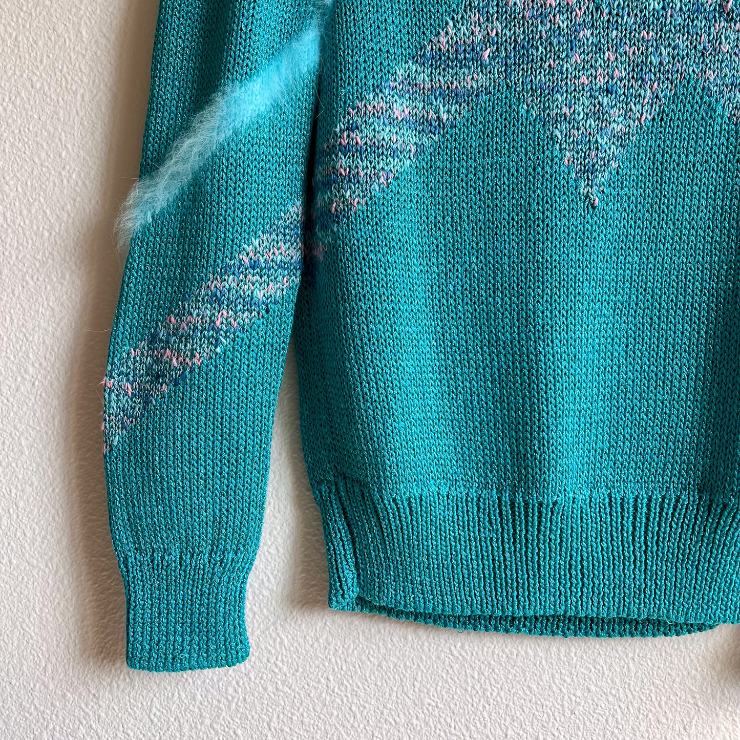 1980s Turquoise Fuzzy Knit Sweater (S/M)