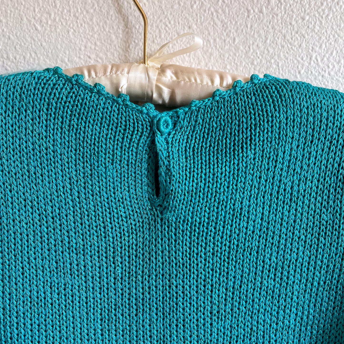 1980s Turquoise Fuzzy Knit Sweater (S/M)