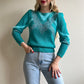 1980s Turquoise Fuzzy Knit Sweater (S/M)
