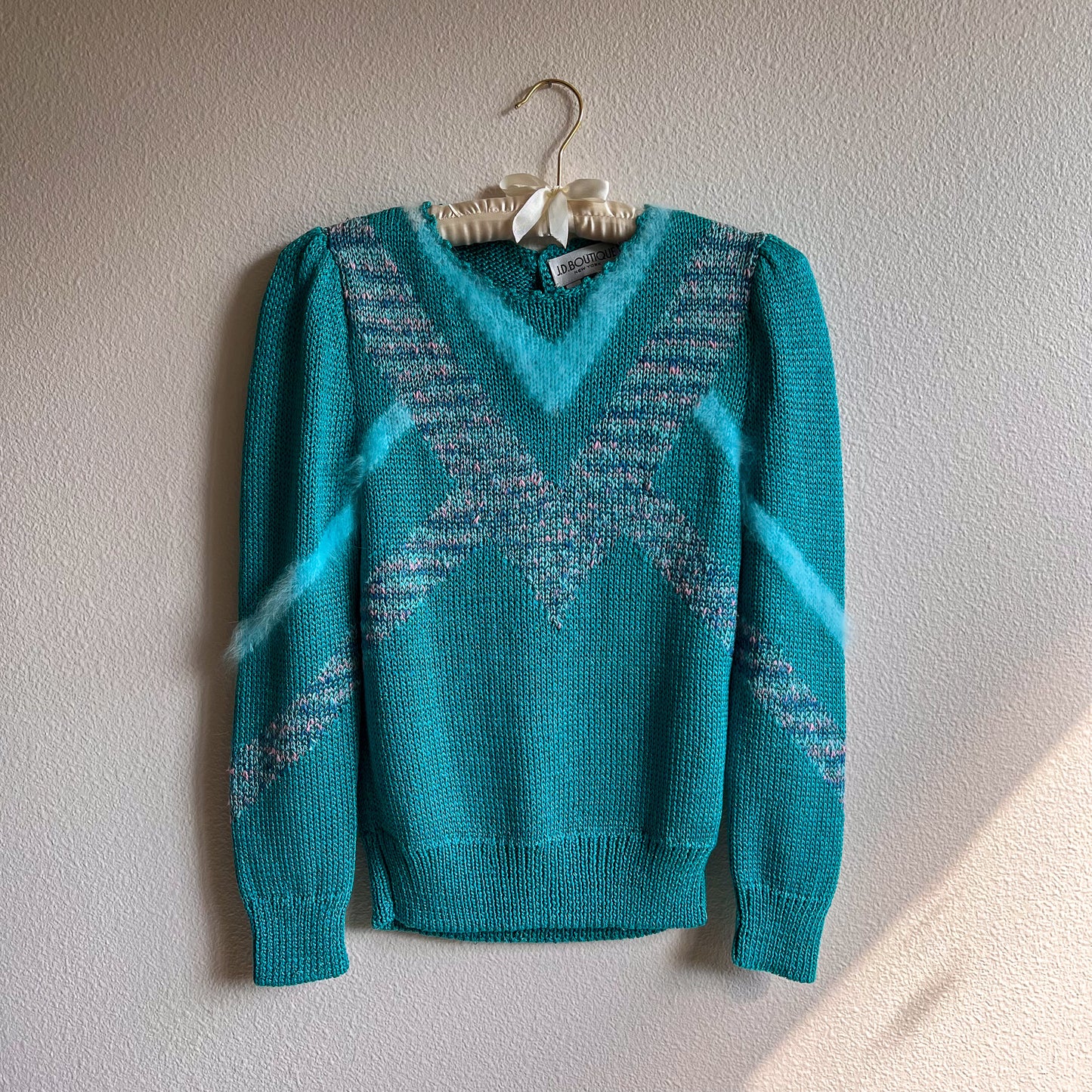 1980s Turquoise Fuzzy Knit Sweater (S/M)