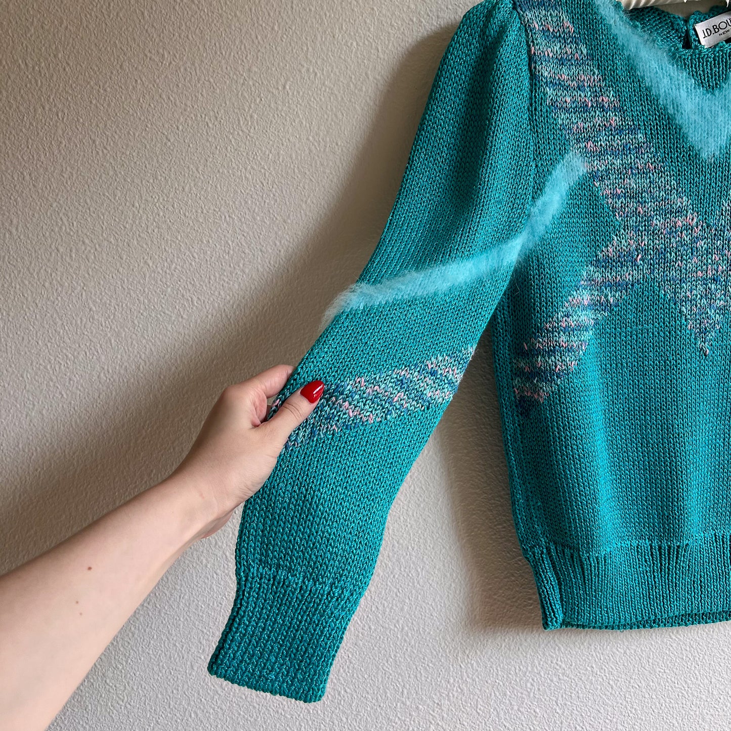 1980s Turquoise Fuzzy Knit Sweater (S/M)
