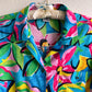 1980s Turquoise Tropical Print Button Down (M/L)