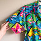 1980s Turquoise Tropical Print Button Down (M/L)