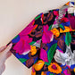 Vibrant 1980s Floral Short Sleeve Blouse (M/L)
