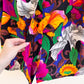 Vibrant 1980s Floral Short Sleeve Blouse (M/L)