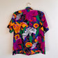 Vibrant 1980s Floral Short Sleeve Blouse (M/L)