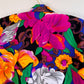 Vibrant 1980s Floral Short Sleeve Blouse (M/L)