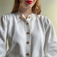 1980s White Knit Cardigan With Nautical Buttons (M/L)