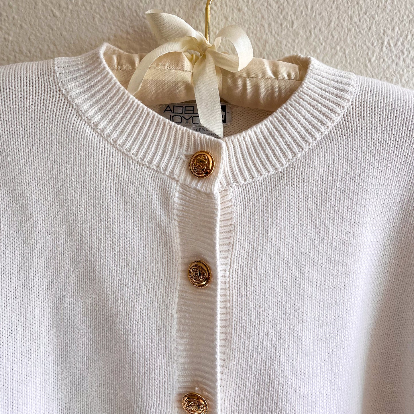 1980s White Knit Cardigan With Nautical Buttons (M/L)