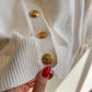 1980s White Knit Cardigan With Nautical Buttons (M/L)