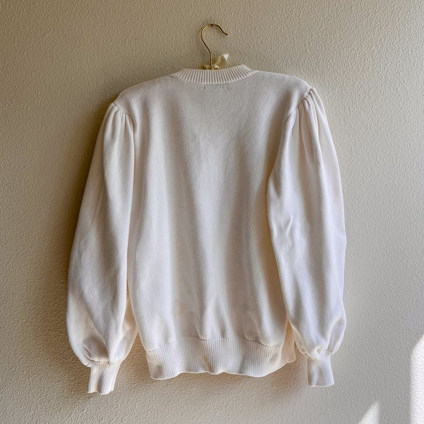 1980s White Knit Cardigan With Nautical Buttons (M/L)